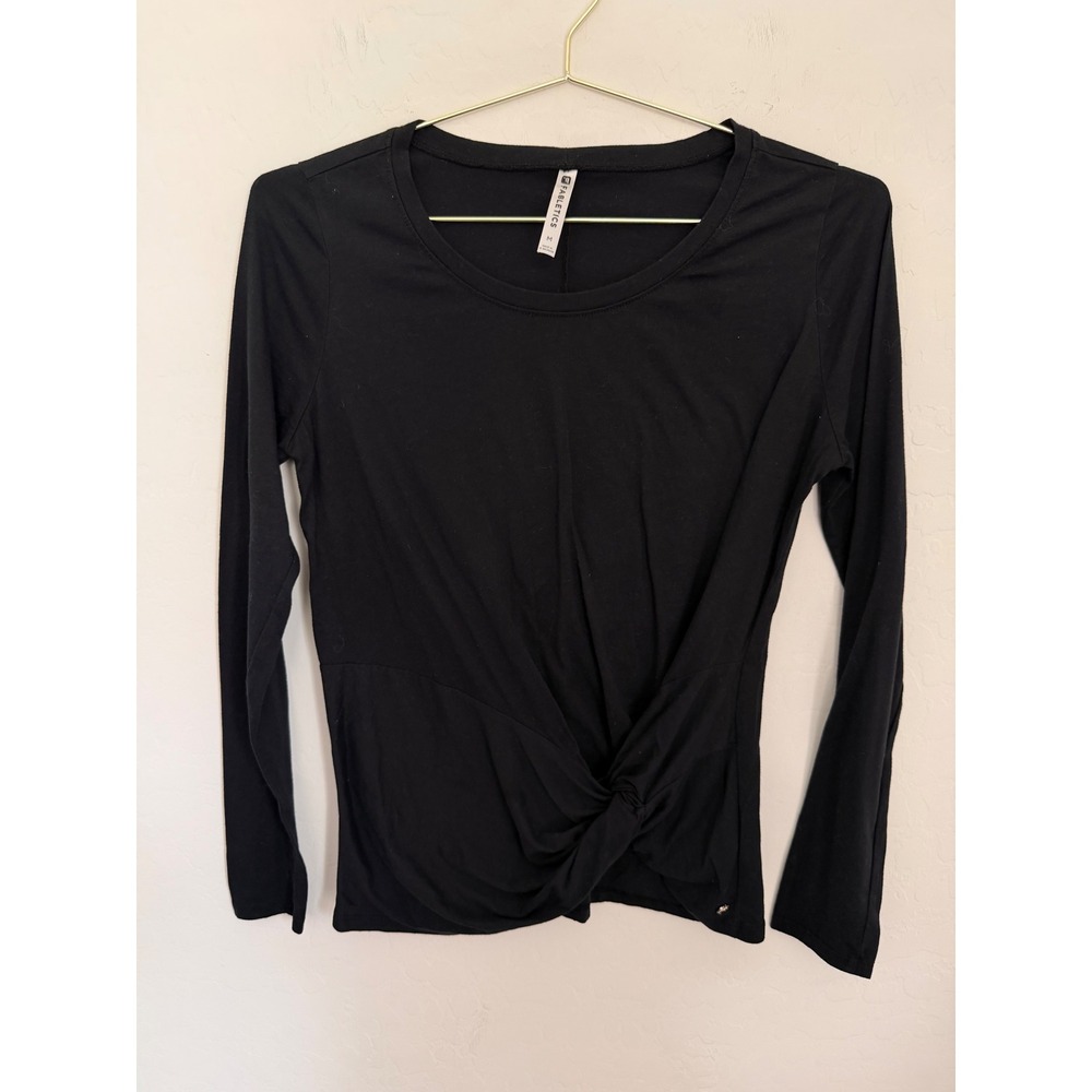Fabletics Black Twist Front Long Sleeve Activewear Workout Top Womens Size M
